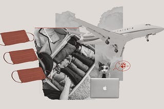 a hodgepodge of graphics to symbolize a flight
