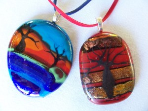 Dichroic Glass Pendants New Creations from Caren's Creations - Landscapes