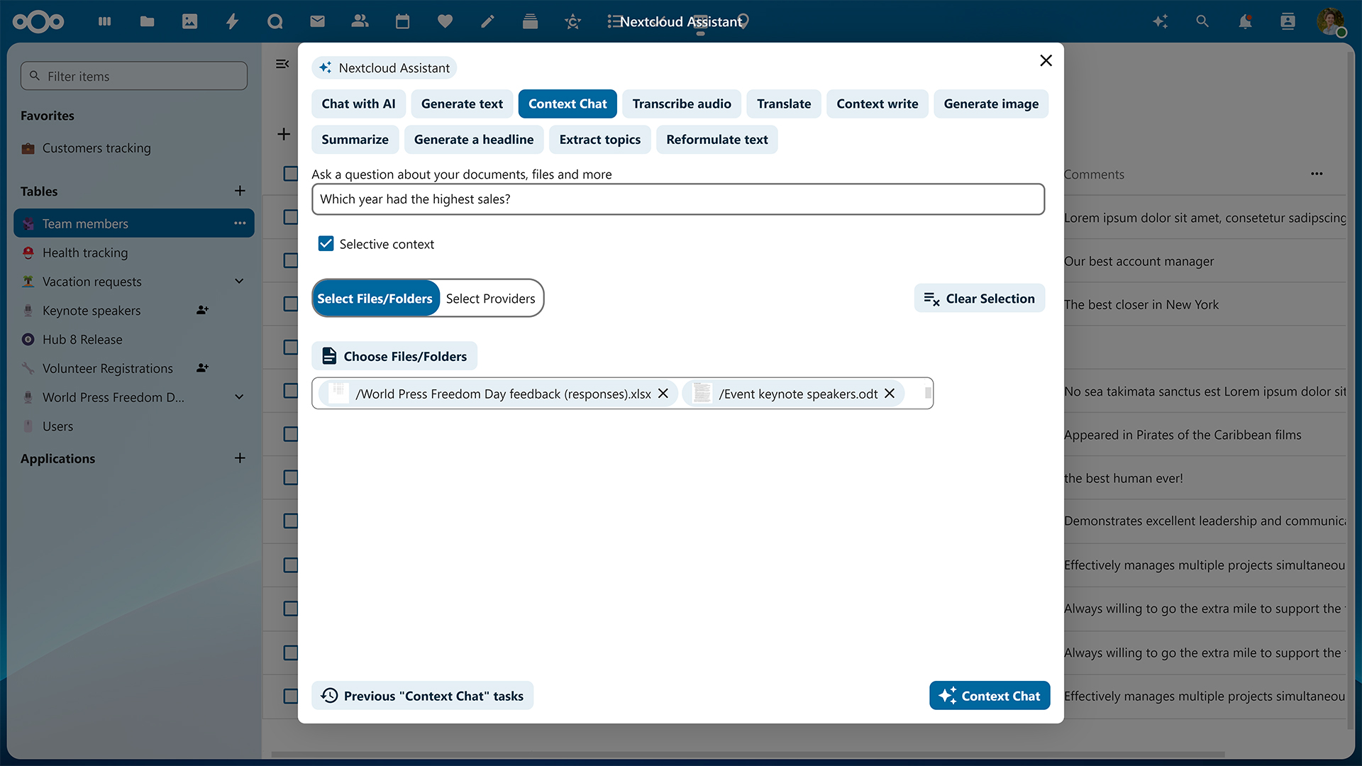 Nextcloud Assistant Hub 9 Context Chat Nextcloud Assistant Hub 9 Context Chat