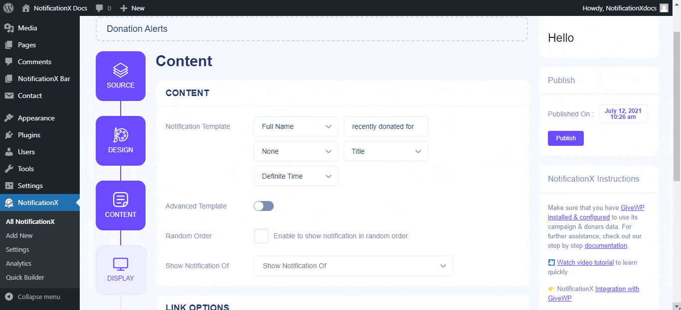 How to Display GiveWP Donation Alert Using NotificationX? 5 GiveWP donation alert