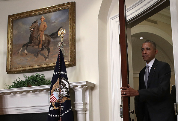 WASHINGTON, DC - JULY 06: U.S. President Barack Obama arrives to deliver a statement from the Roosevelt Room at the White House on the deployment of U.S. troops in Afghanistan July 6, 2016 in Washington, DC. Obama said more U.S. troops will remain in Afghanistan than he originally planned, leaving 8,400 U.S. troops rather than the intended 5,000. (Photo by Win McNamee/Getty Images)