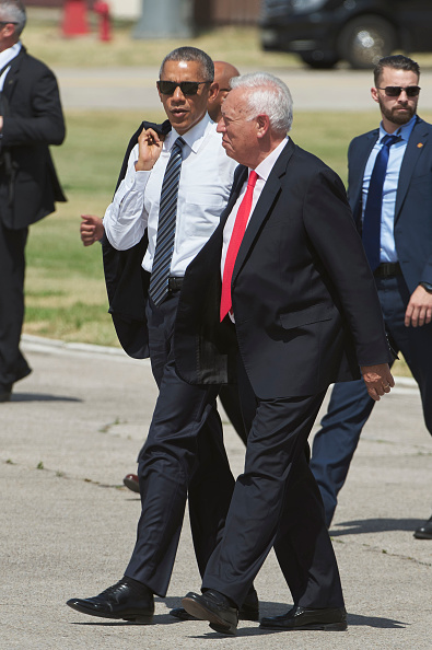 MADRID, SPAIN - JULY 10: Spanish Minister of Foreign Affairs and Cooperation Jose Garcia-Margallo (R) walks with US President Barack Obama (L) to the Air Force One as Barack Obama departs from Madrid to Rota Naval Base in Cadiz on 10 July, 2016 in Madrid, Spain. President Obama arrived yesterday from the NATO summit in Warsaw and has reportedly had to shorten his first official visit to Spain after the Dallas shootings which killed five policemen on Thursday. (Photo by Carlos Alvarez/Getty Images)