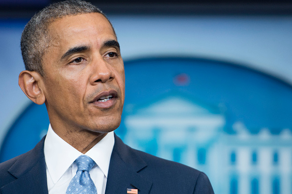 WASHINGTON, DC - JULY 17: President Obama speaks at a press conference in the Brady Press Briefing Room at the White House on July 17, 2016 in Washington, DC. Obama remarked on the shooting in Baton Rouge, Louisiana in which three officers were killed and three more wounded by armed suspects. (Photo by Leigh Vogel/Getty Images)