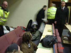 Forceful Eviction University management watch as security drag students out of lecture theatre