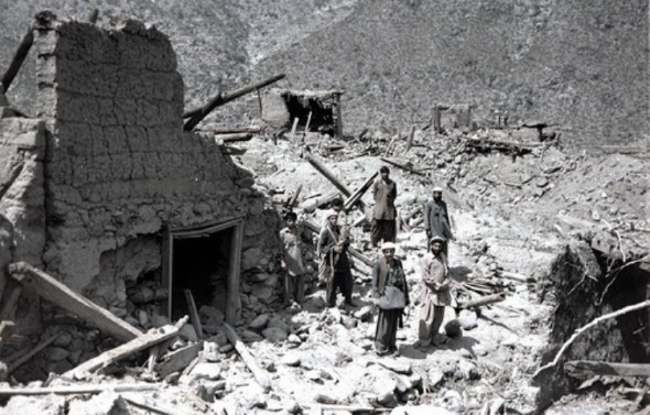 Afghan village after allied bombing