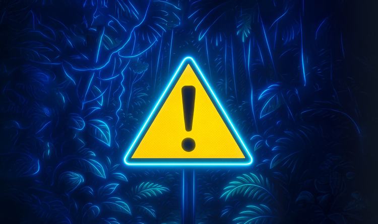 A stylized graphic of an alert sign surrounded by a foreboding atmosphere