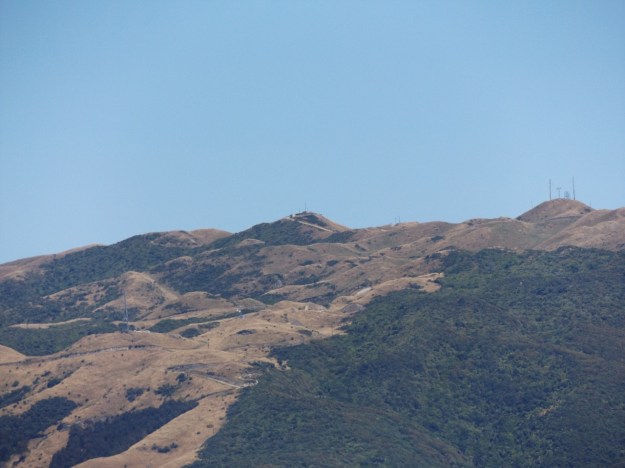 The steep, parched hills beyond Porirua city. The highest point is known as Colonial Knob. It is a muscle stretching climb to that point.
