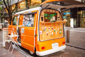 Cafe Wagon in Tokyo Business Street