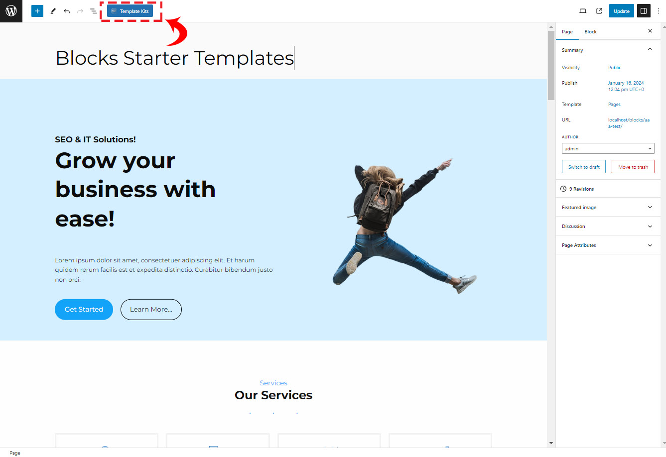 Open the template importer