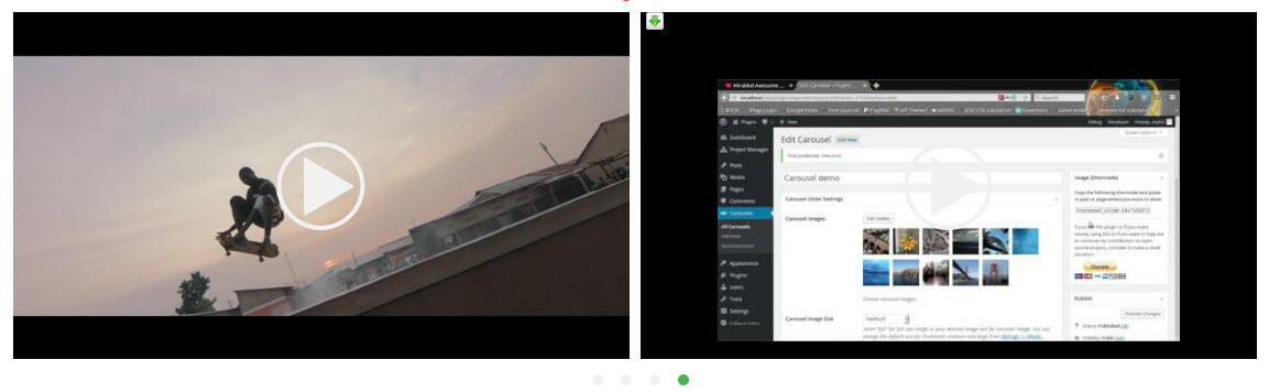 Front-end example of a video carousel slider.