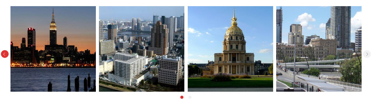 Front-end example of an image carousel slider.