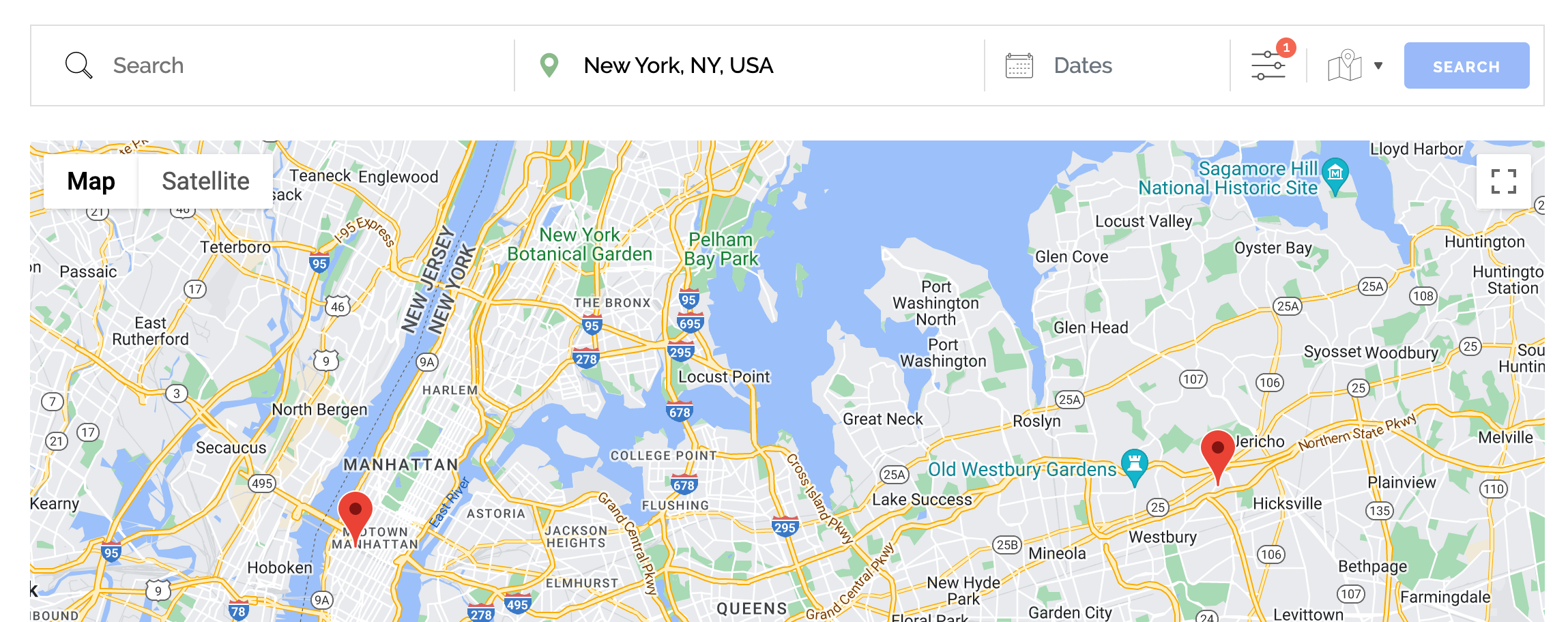 View your events on a Google Map, filter with searches.
