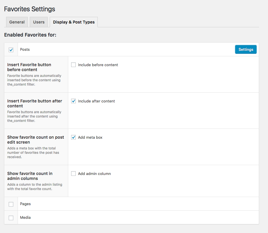 Enable and display per post type, or use the functions/shortcodes to manually add to templates.