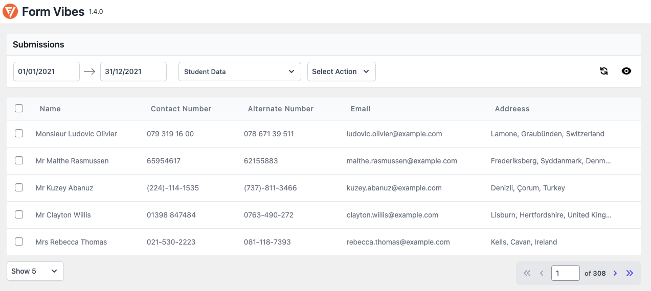 View Contact Form Submission