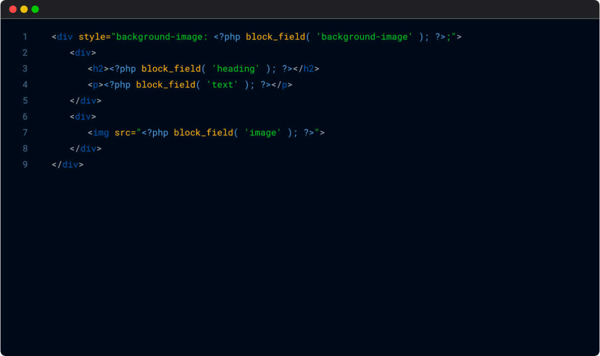 Create the markup for your block in a PHP template in your editor, if you'd like.