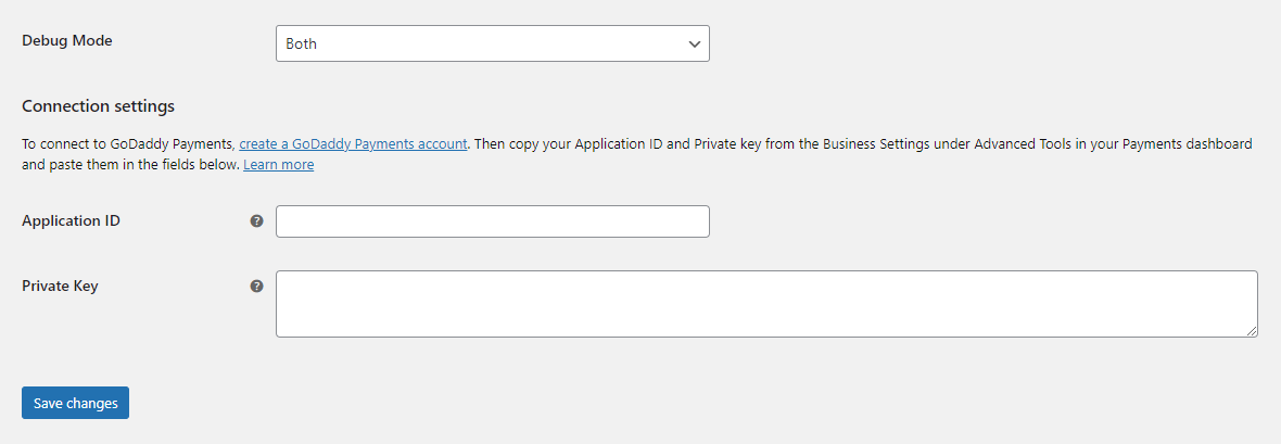 The gateway connection settings