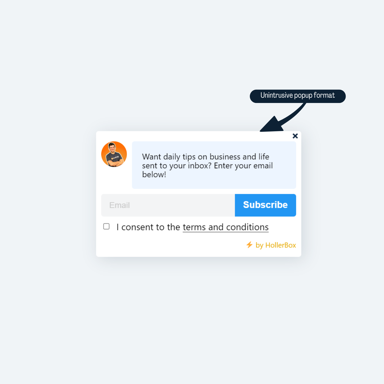 Slide-in notification with email capture