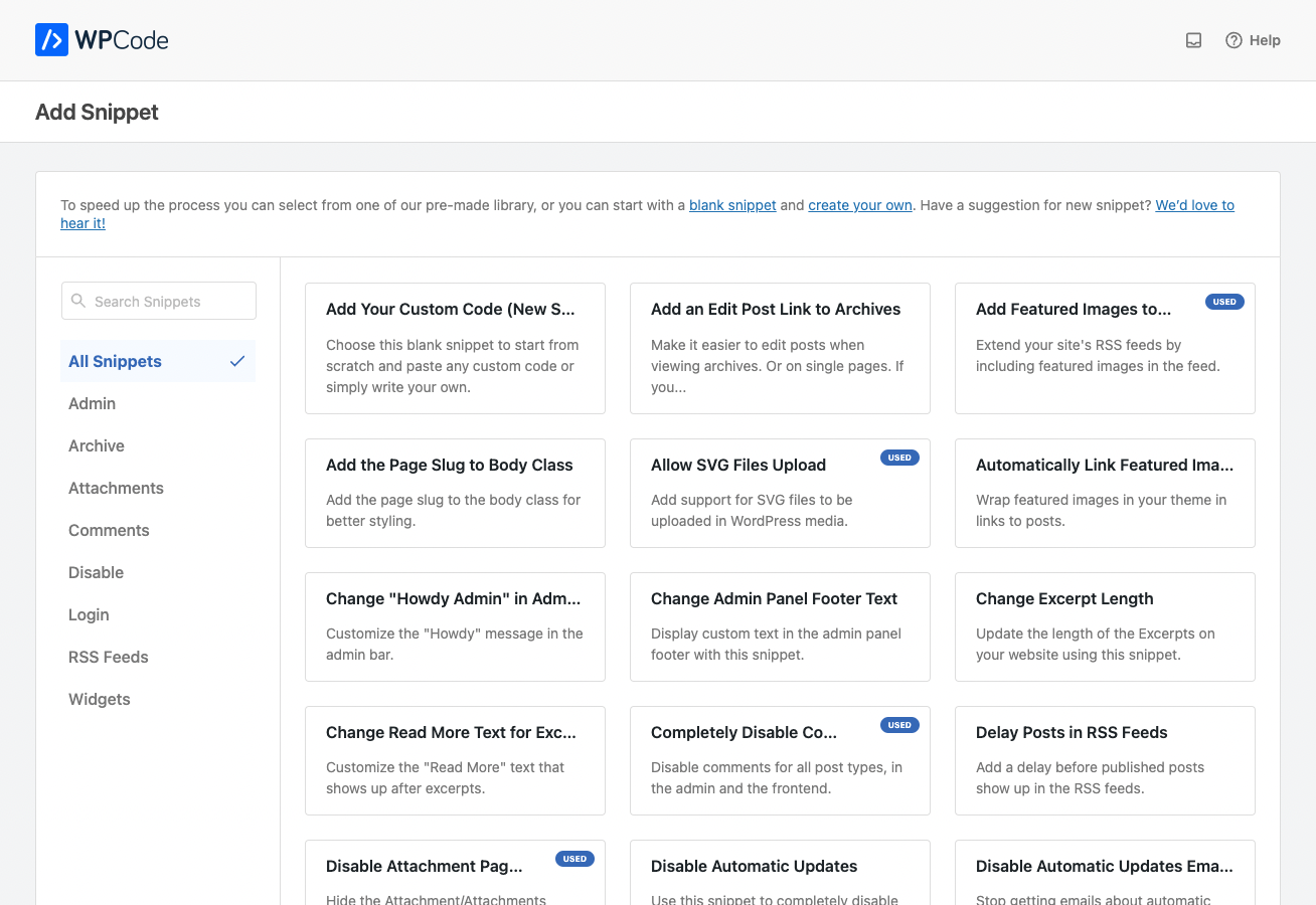 Ready-Made Code Snippets Library