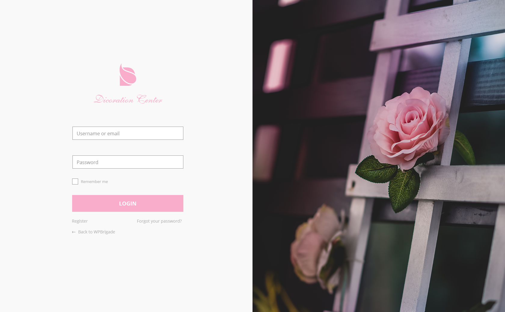Custom Login page (Wedding theme) Example #9 Pro feature