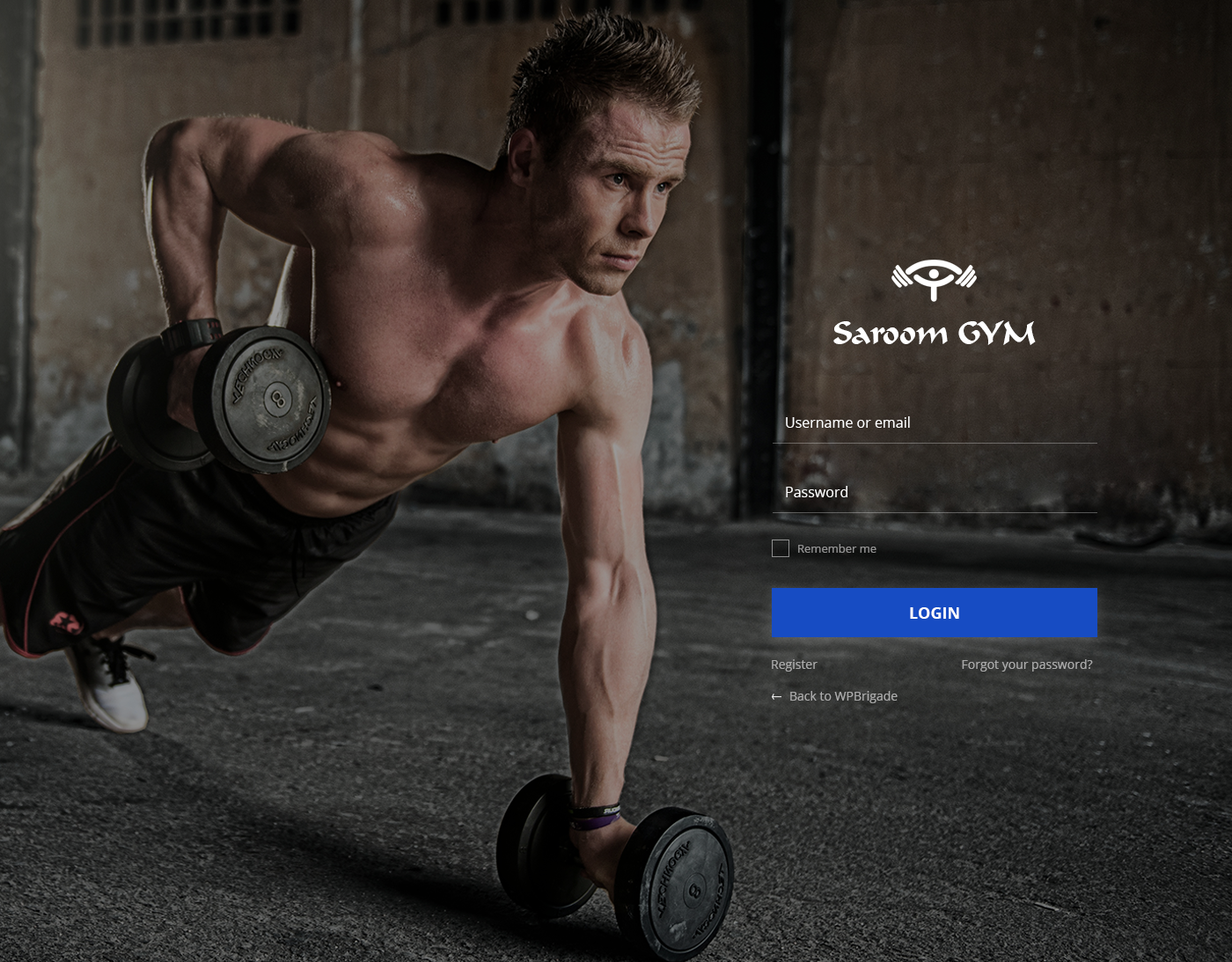 Custom Login page (Fitness theme) Example #13 Pro feature