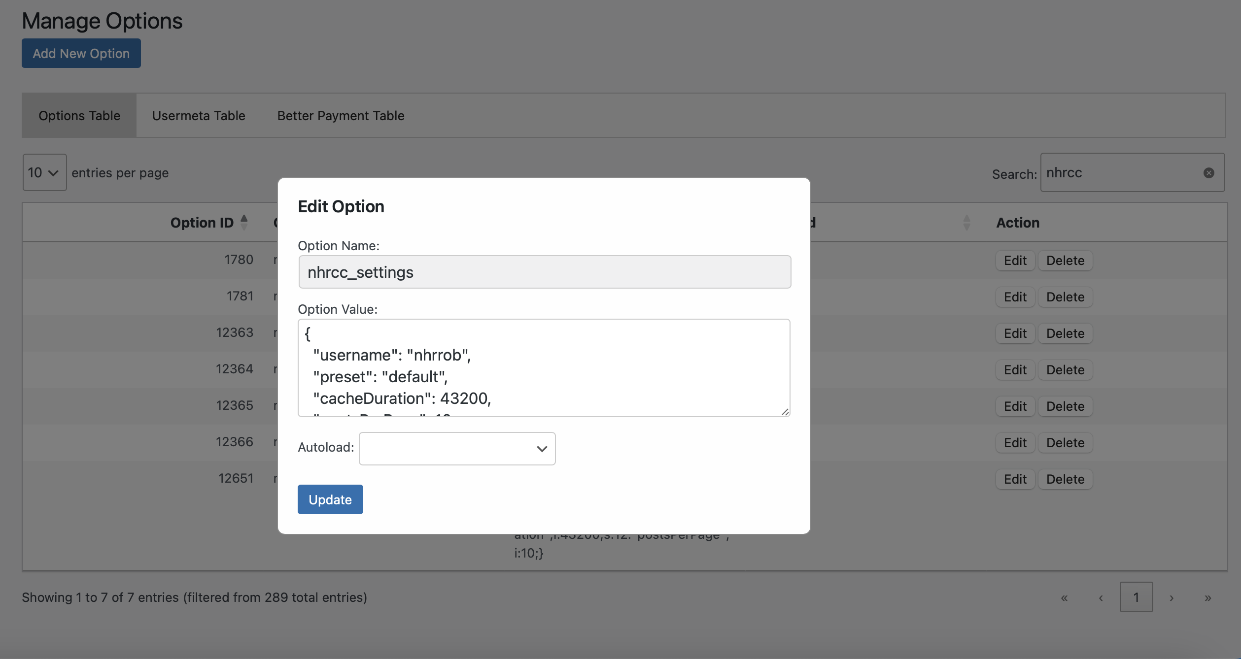 Edit modal for serialized data