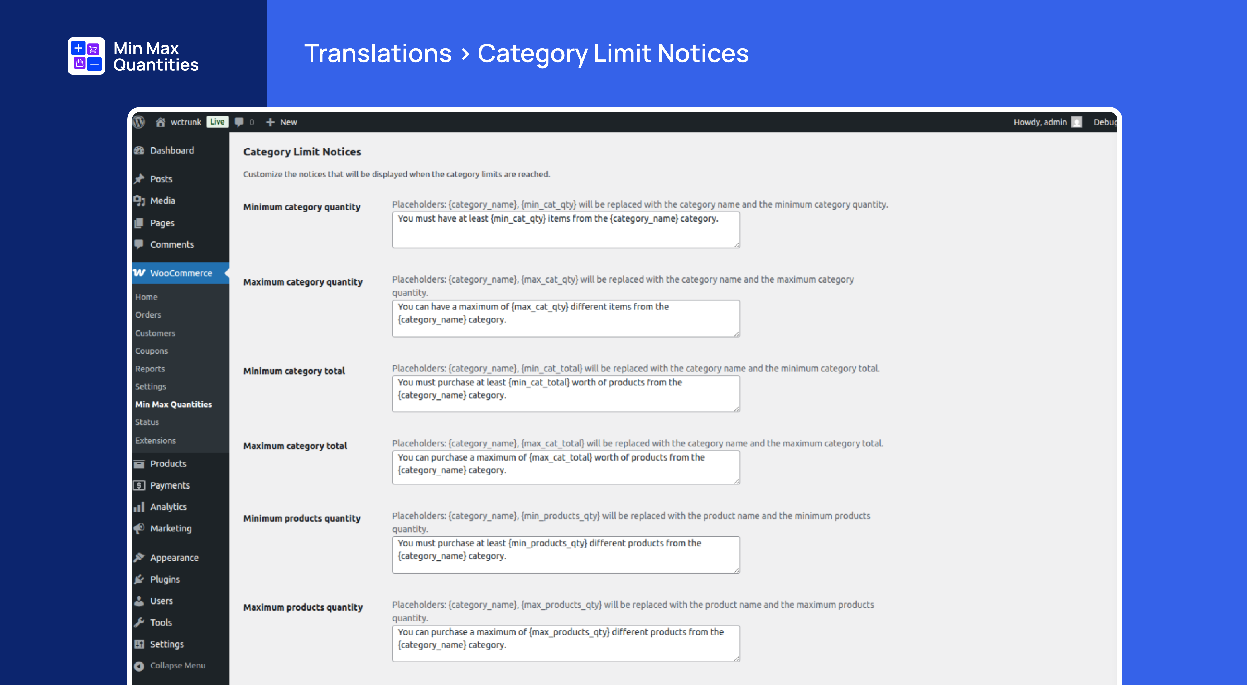 Translation > Category Limit Notices (Pro)