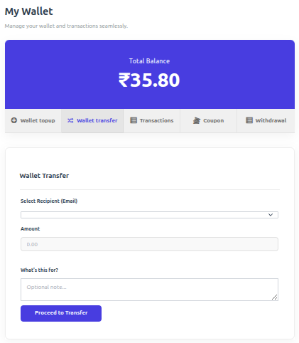 Transfer wallet balance.
