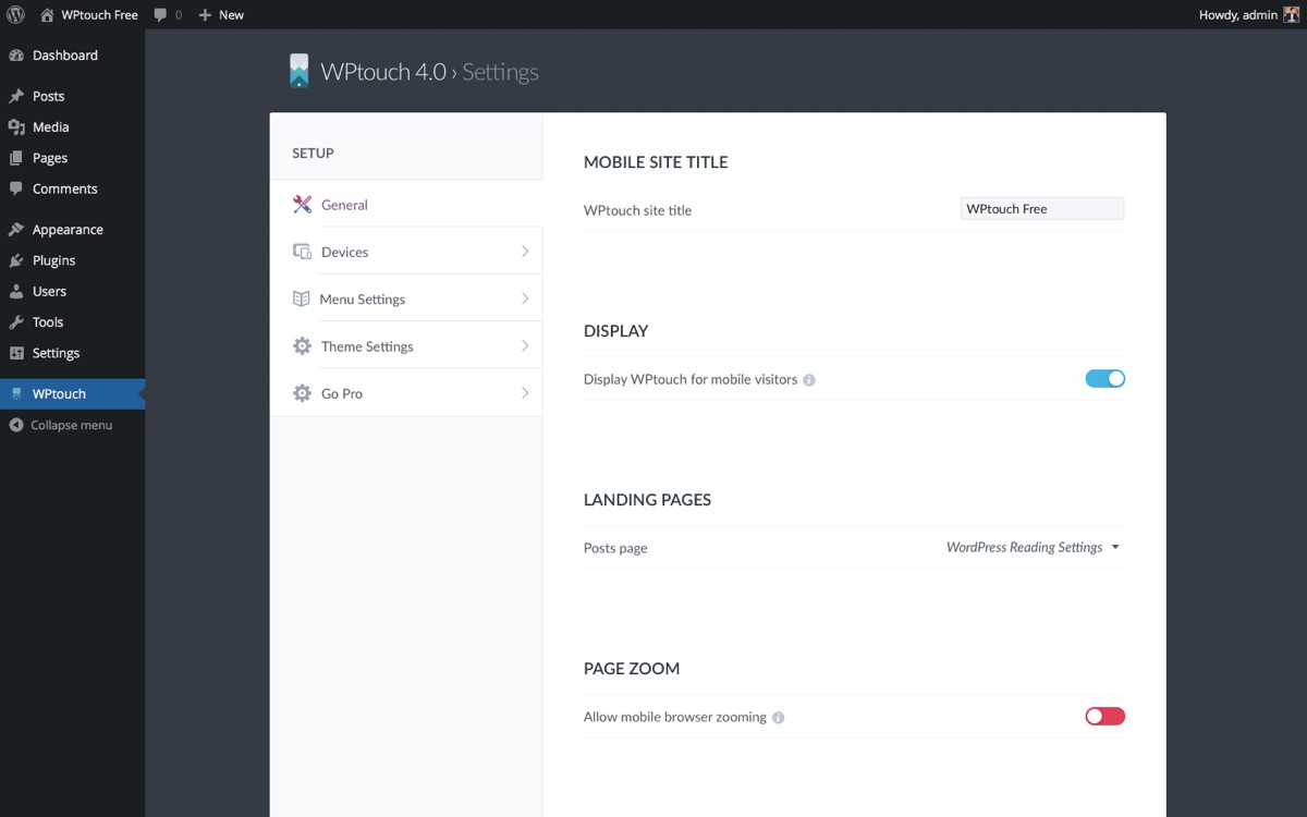Admin general settings