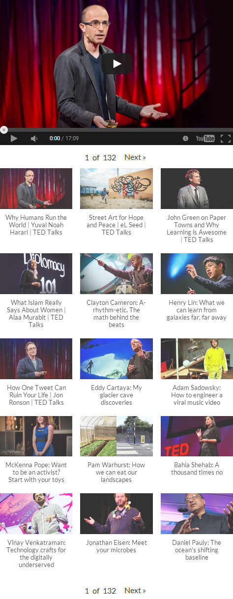 Embed Plus for YouTube Plugin Screenshot 6: Gallery layout for a playlist or channel
