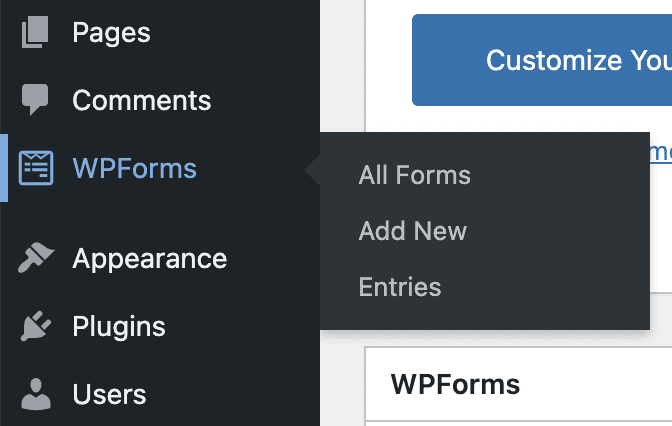 Wpforms Limited Menus
