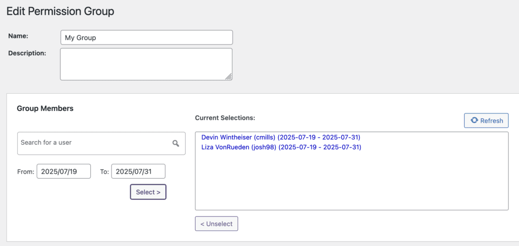 Memberships feature in Permissions