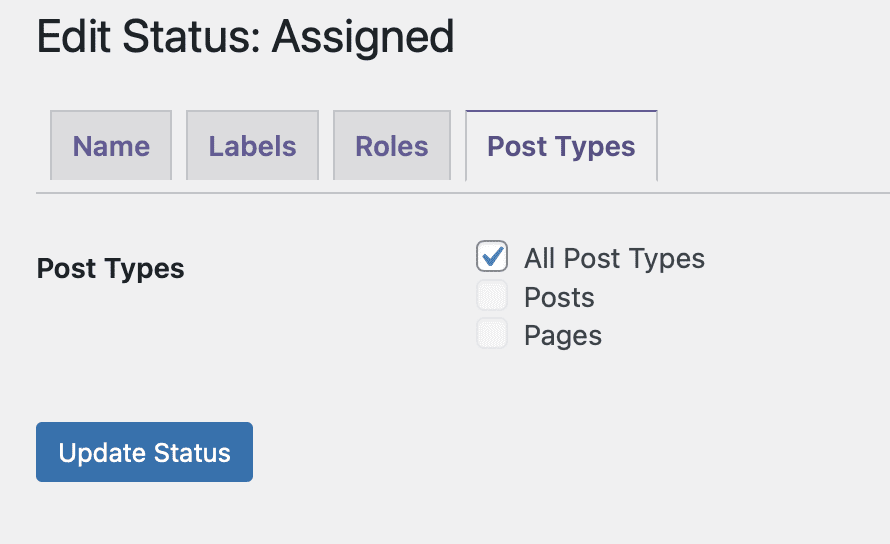 Edit the post types available for a status