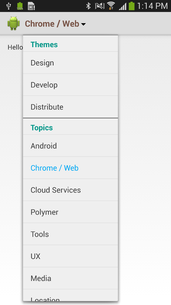 actionbar list