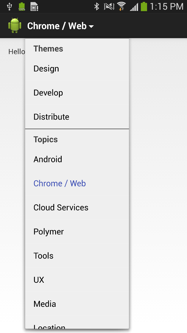sectioned actionbar list