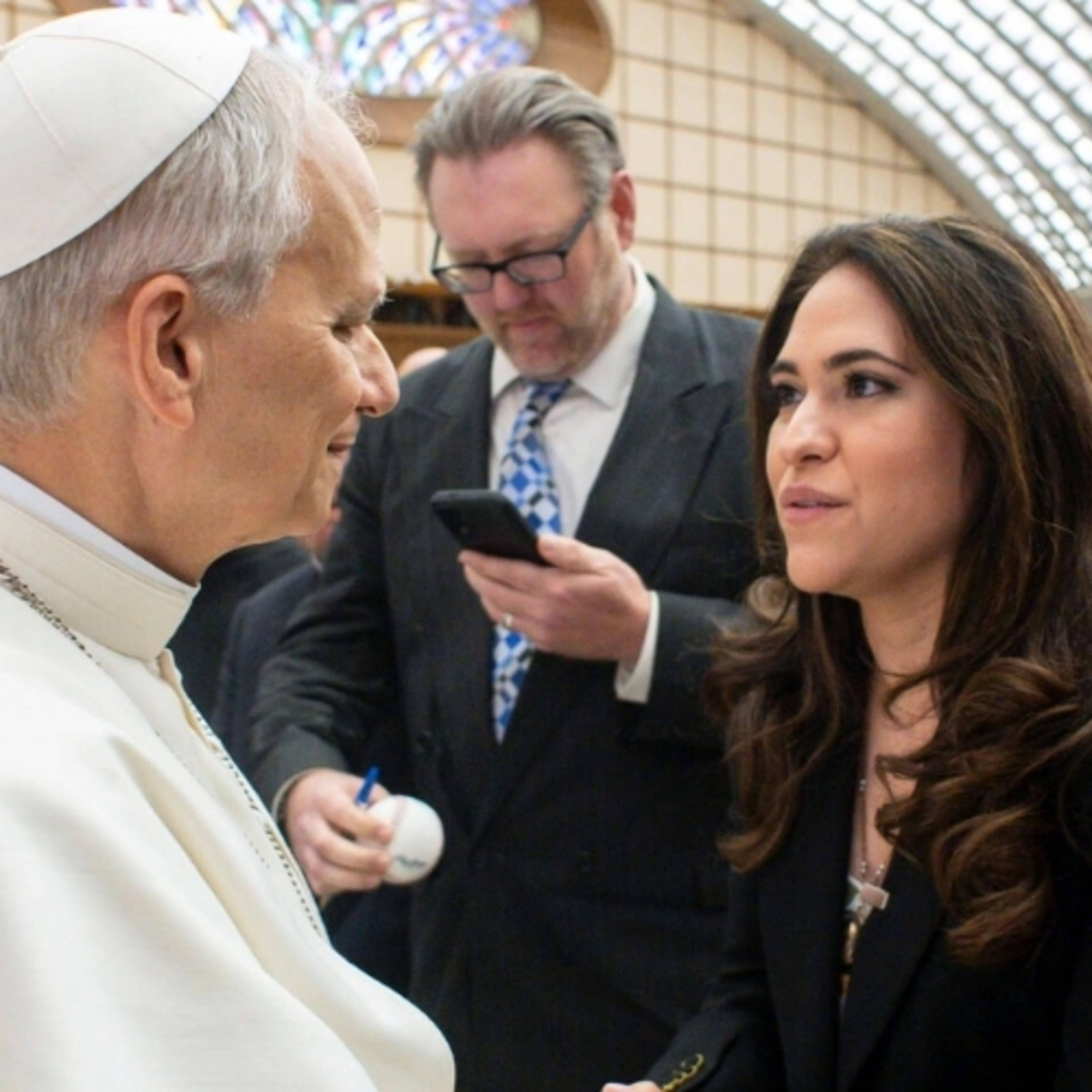 Pope Leo XIV with Montserrat Alvarado at the Vatican on May 12, 2025. | Credit: Vatican Media