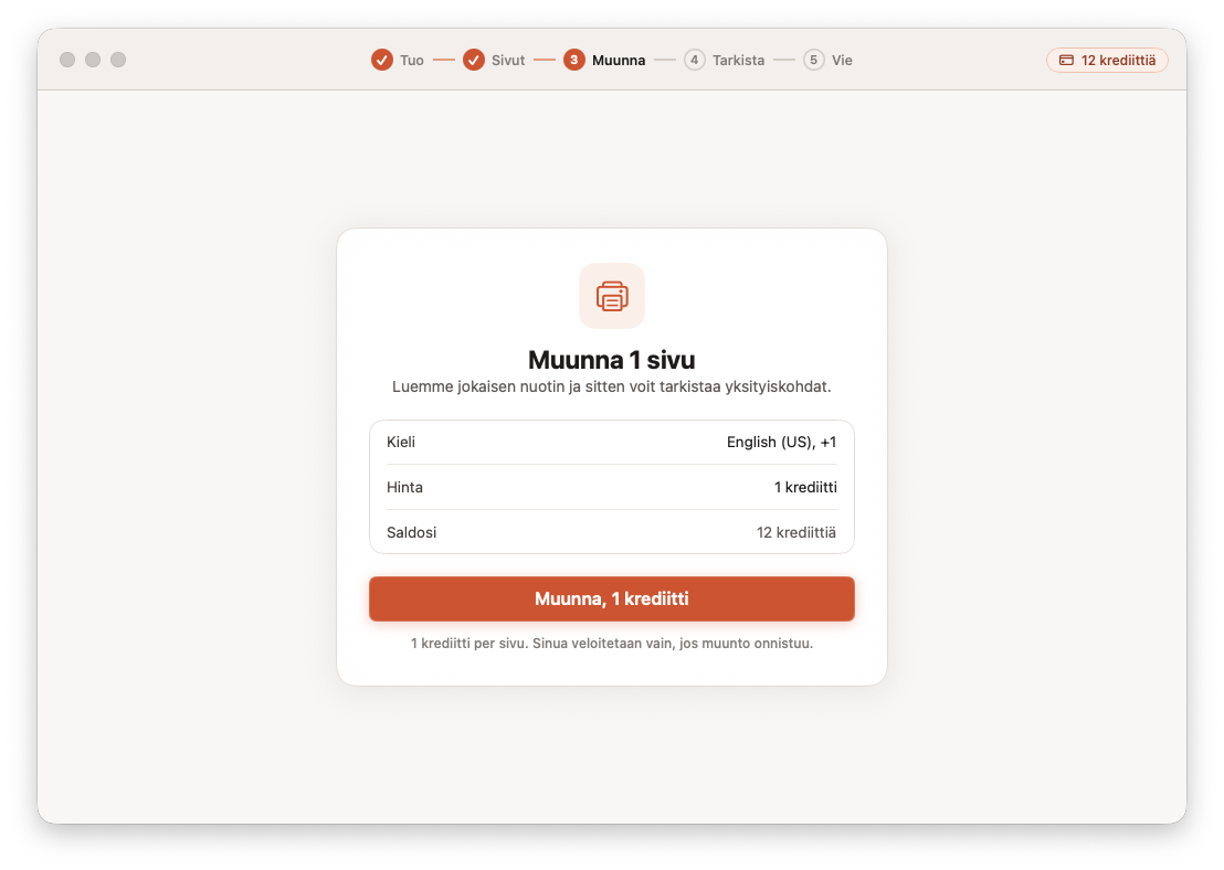 Opuscan for Mac muuntaa sivun nuotinnukseksi Tutteon tekoälyn avulla