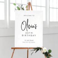Black Handwritten Script 30th Birthday Welcome Poster