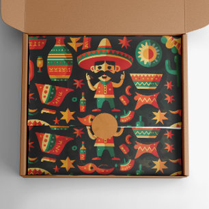 Cinco de Mayo. Mexican bright cartoon pattern Tissue Paper