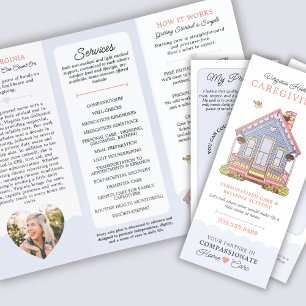 Cute Blue House Caregiver Services Brochure
