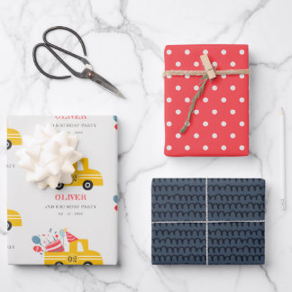 Cute Yellow Any Age Birthday Party Cake Truck Wrapping Paper Sheets