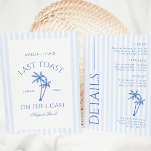 Last Toast On The Coast Palm Trees Bachelorette Invitation