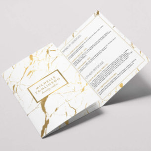 White and Gold Marble Salon or Product Brochure