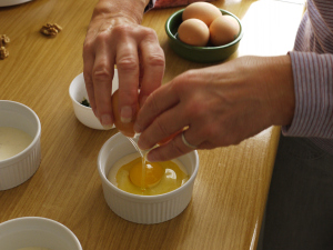 cracking eggs