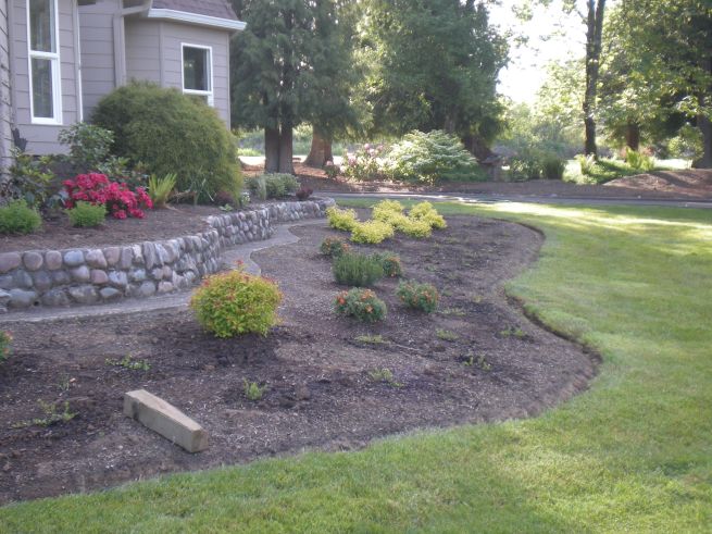 landscaping front foundation bed Front foundation bed after