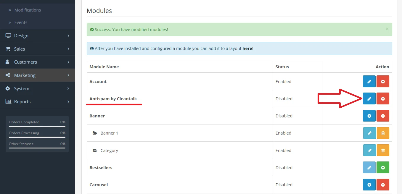 OpenCart anti-spam plugin settings OpenCart Anti-Spam plugin settings