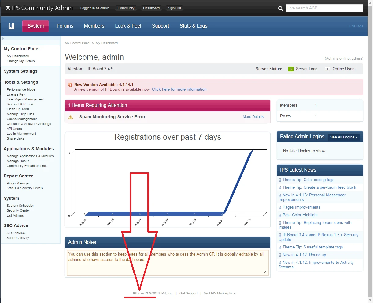 IP.Board admin page IP.Board admin page