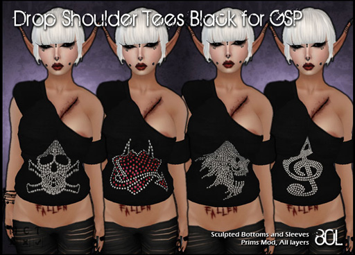 Drop Shoulders Tees Black