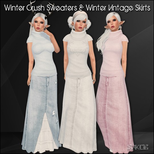 Winter Crush Sweaters and Vintage Denim Skirts