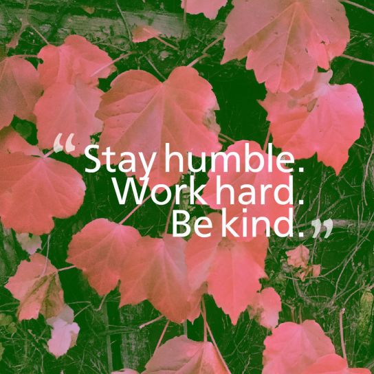 Stay humble.