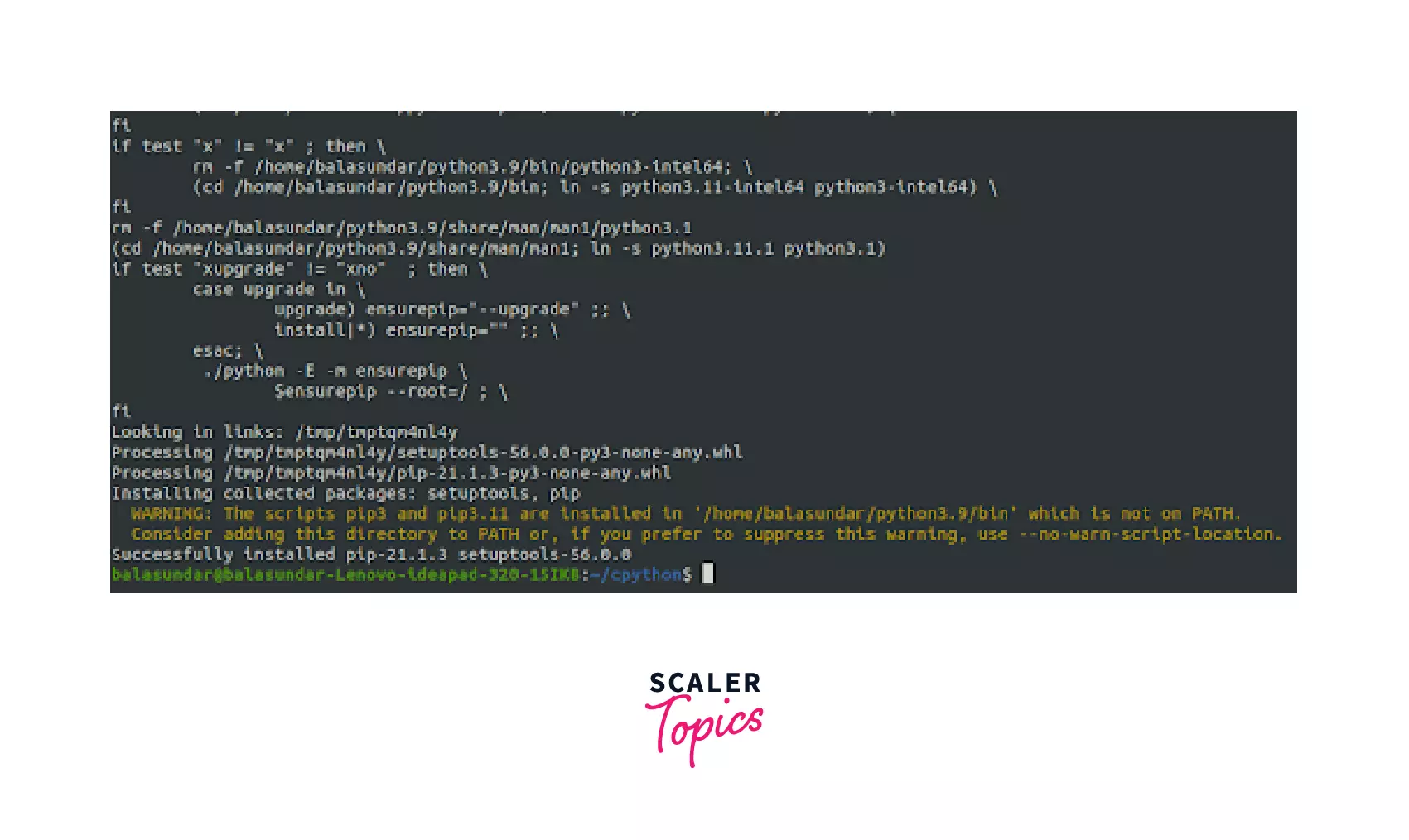 Output of Make Install in Python